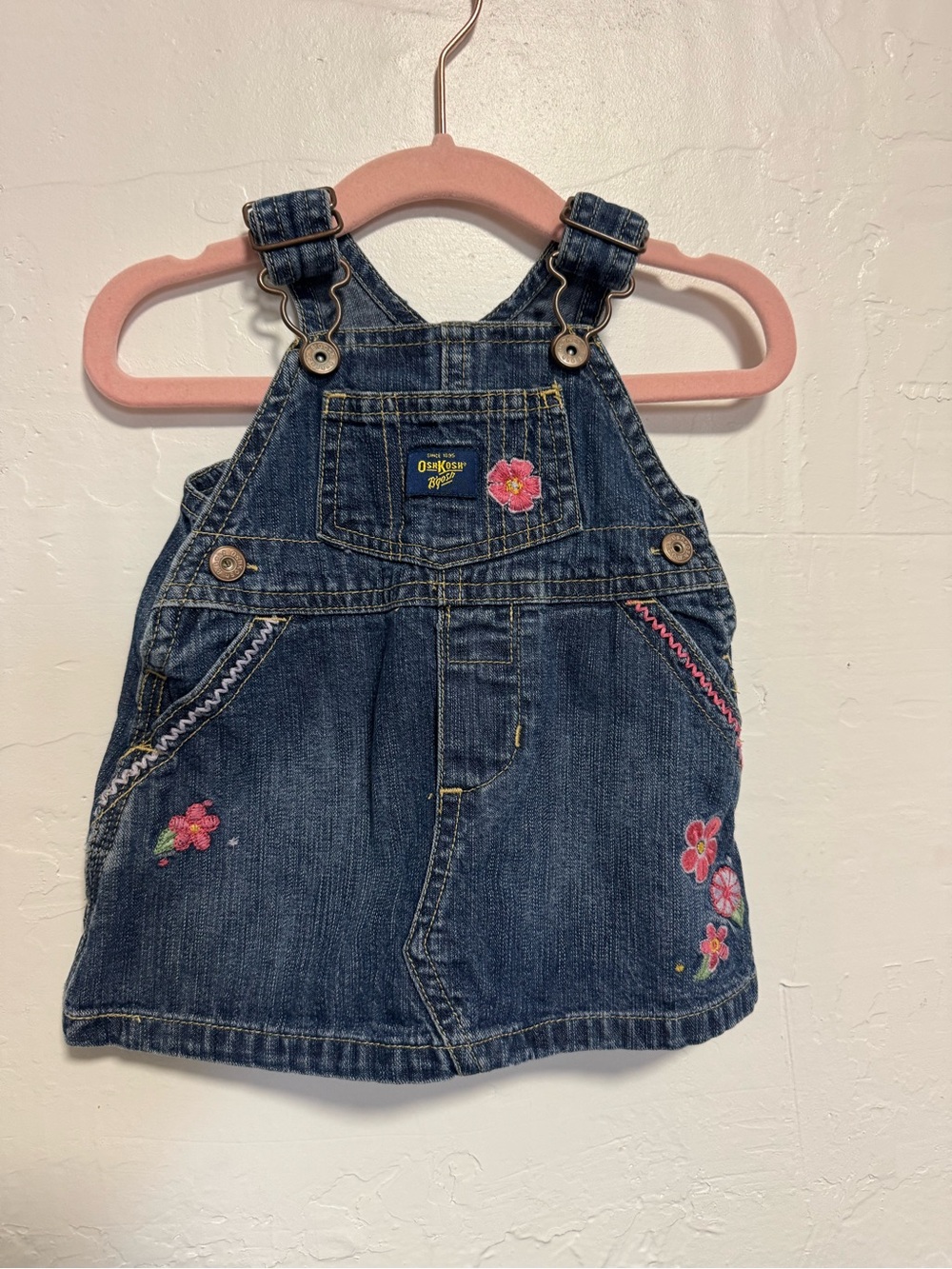 OshKosh B'gosh Girls' Denim Overall Dress - Dark Blue